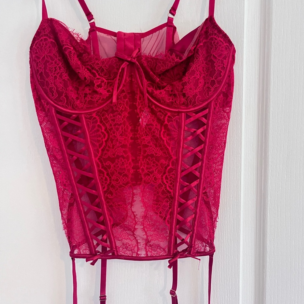 Tight Fit Red Laced Tube Top Bustier